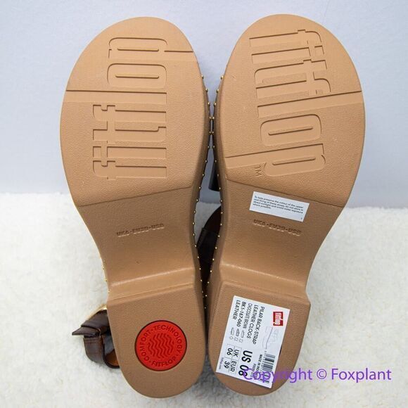 New! FitFlop women's Pilar Back-Strap Leather Clogs in‎ Brown, size 8 - Picture 13 of 16
